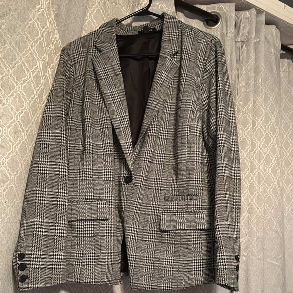 Torrid Black and White Plaid Blazer